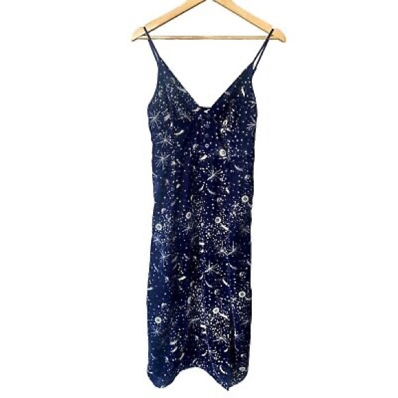 Urban Outfitters Blue Velvet Rooftops Constellation Midi Dress - Picture 2 of 4